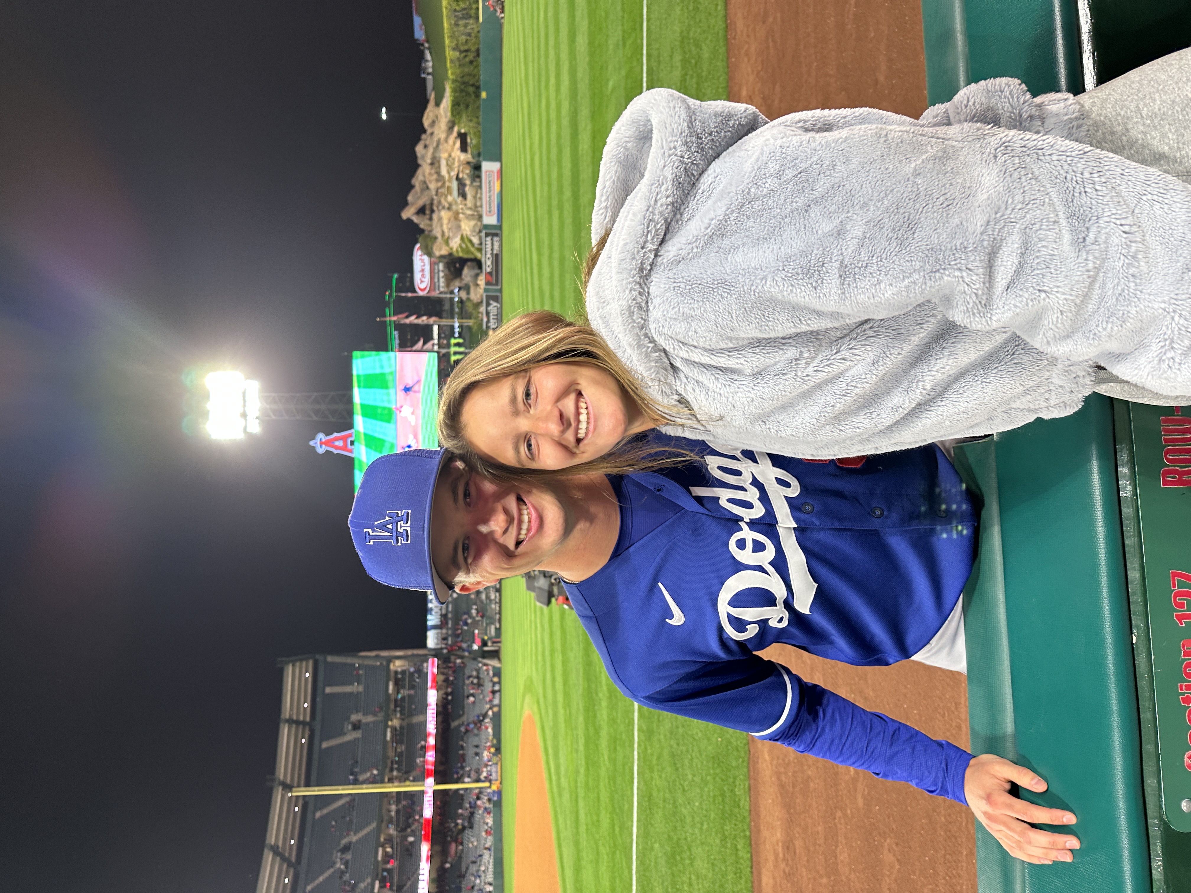 Ben Harris in Dodgers gear at the ballpark